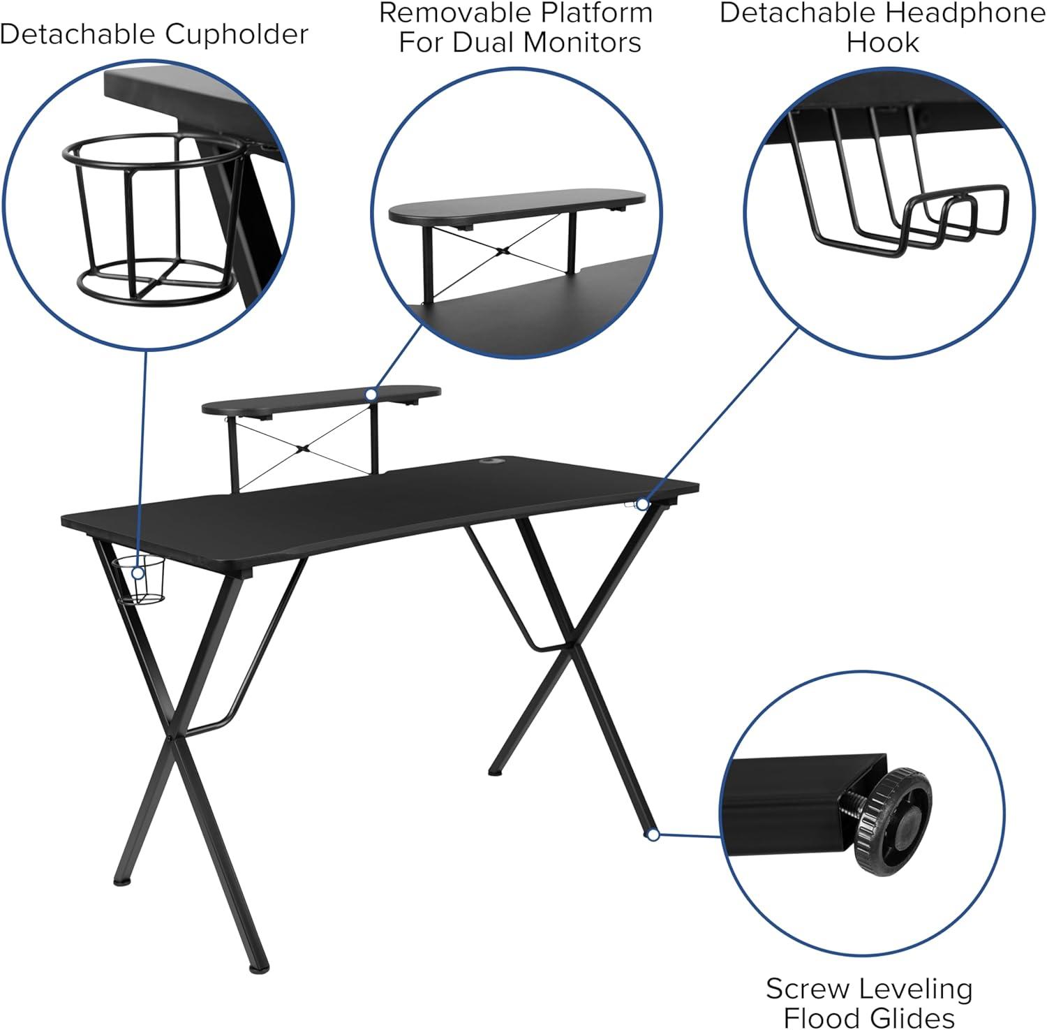 imageFlash Furniture Black Gaming Desk and RedBlack Racing Chair Set with Cup Holder Headphone Hook and MonitorSmartphone StandCamouflage