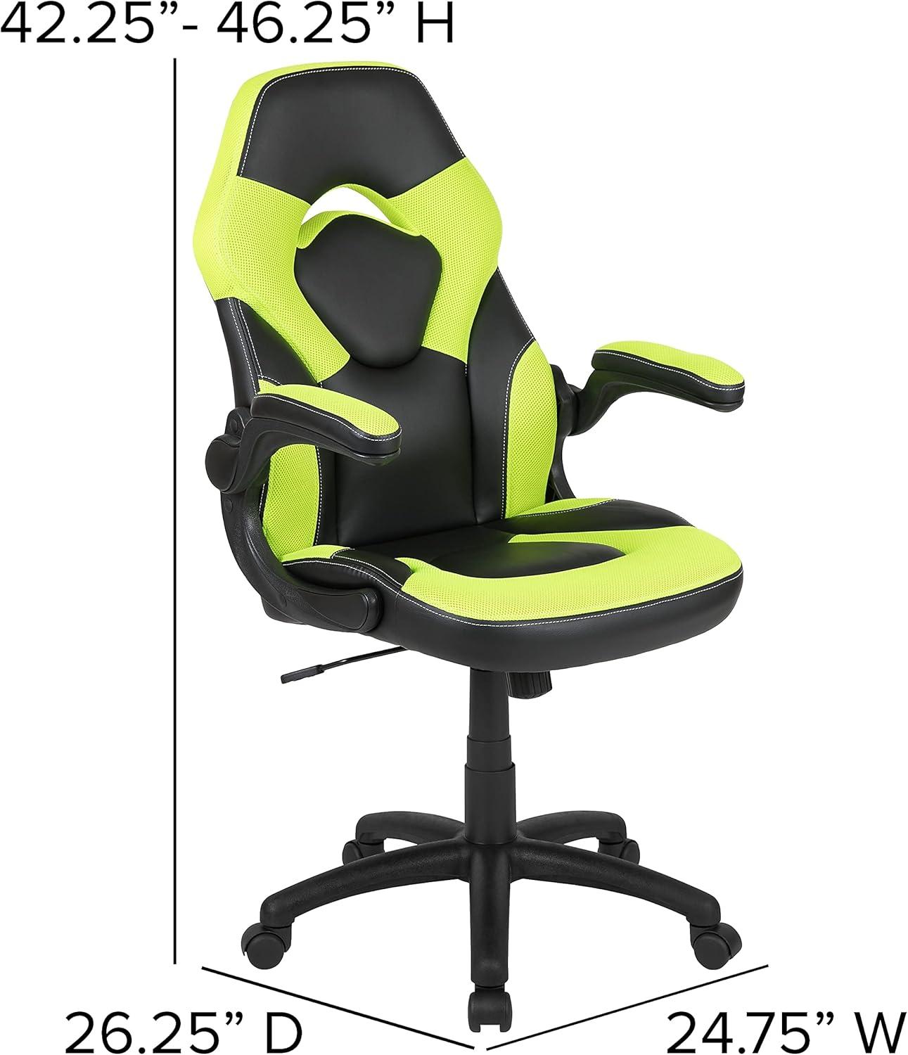 imageFlash Furniture Black Gaming Desk and RedBlack Racing Chair Set with Cup Holder Headphone Hook and MonitorSmartphone StandGreen