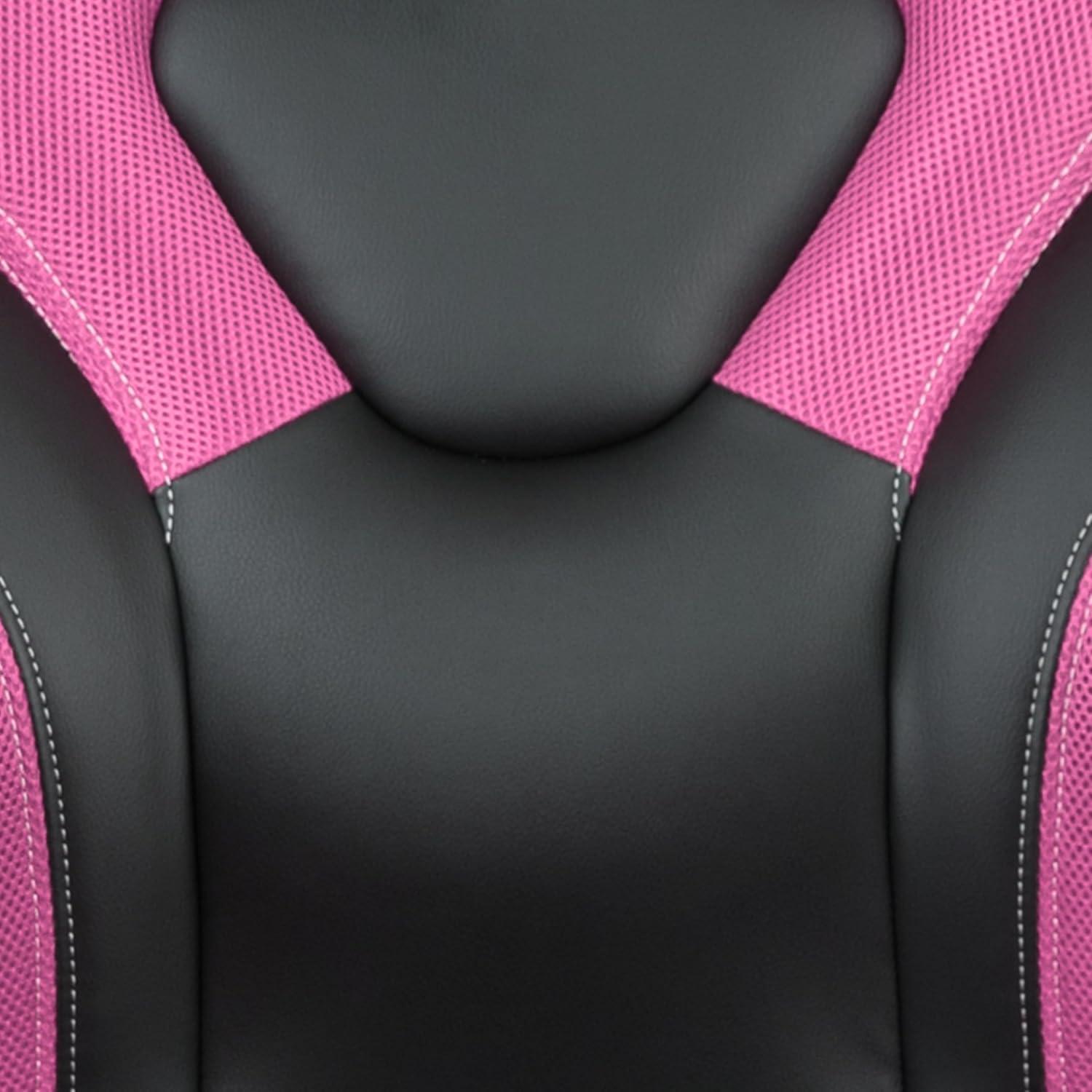 imageFlash Furniture Black Gaming Desk and RedBlack Racing Chair Set with Cup Holder Headphone Hook and MonitorSmartphone StandPink