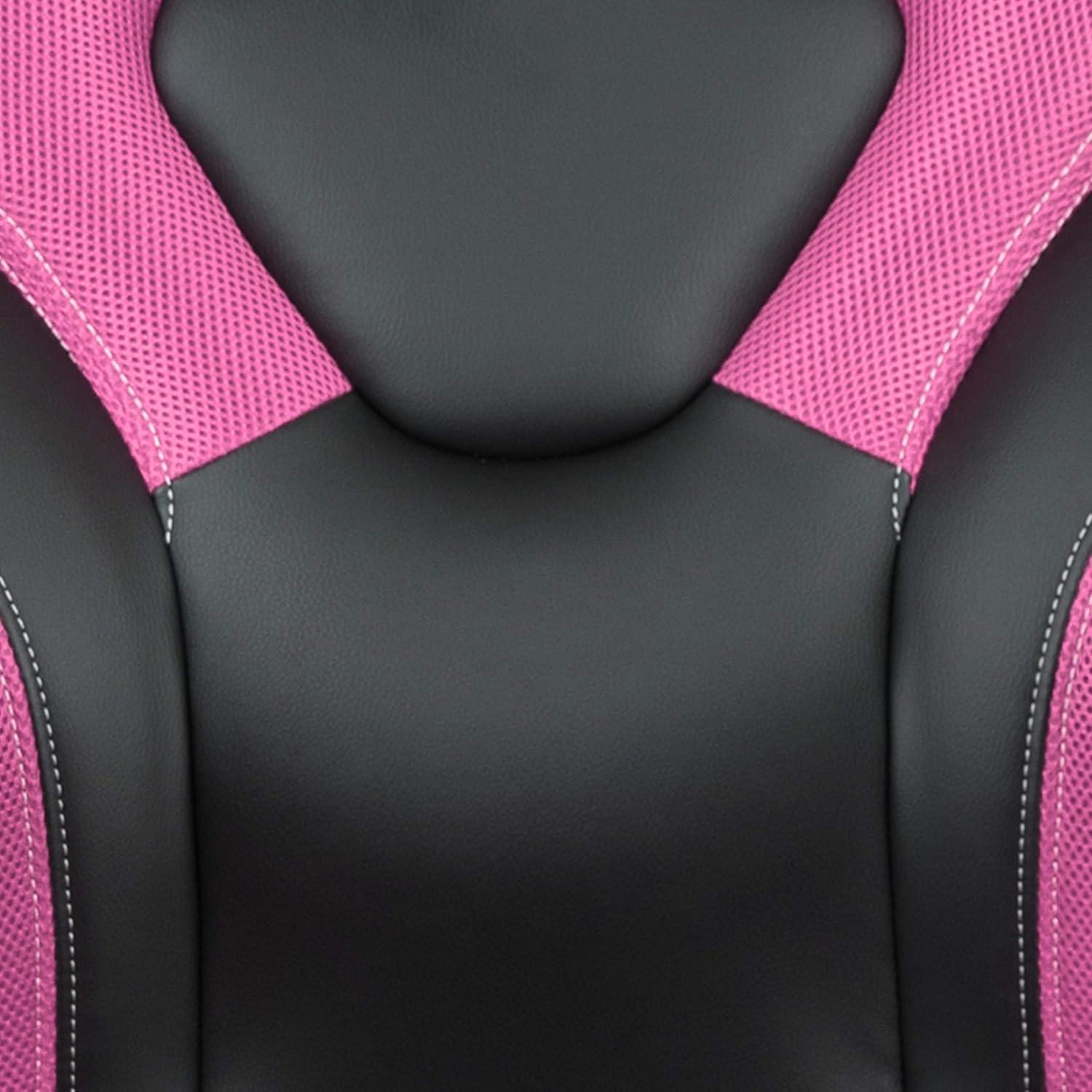 imageFlash Furniture Black Gaming Desk and RedBlack Racing Chair Set with Cup Holder Headphone Hook and MonitorSmartphone StandPink