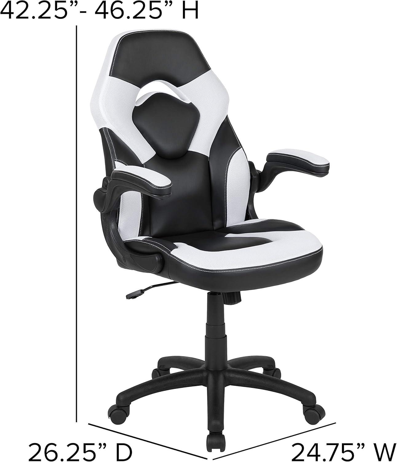 imageFlash Furniture Black Gaming Desk and RedBlack Racing Chair Set with Cup Holder Headphone Hook and MonitorSmartphone StandWhite