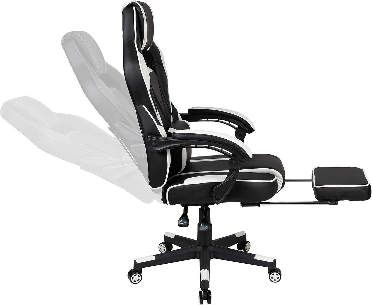 imageFlash Furniture Black Gaming Desk and RedBlack Racing Chair Set with Cup Holder Headphone Hook and MonitorSmartphone StandWhite