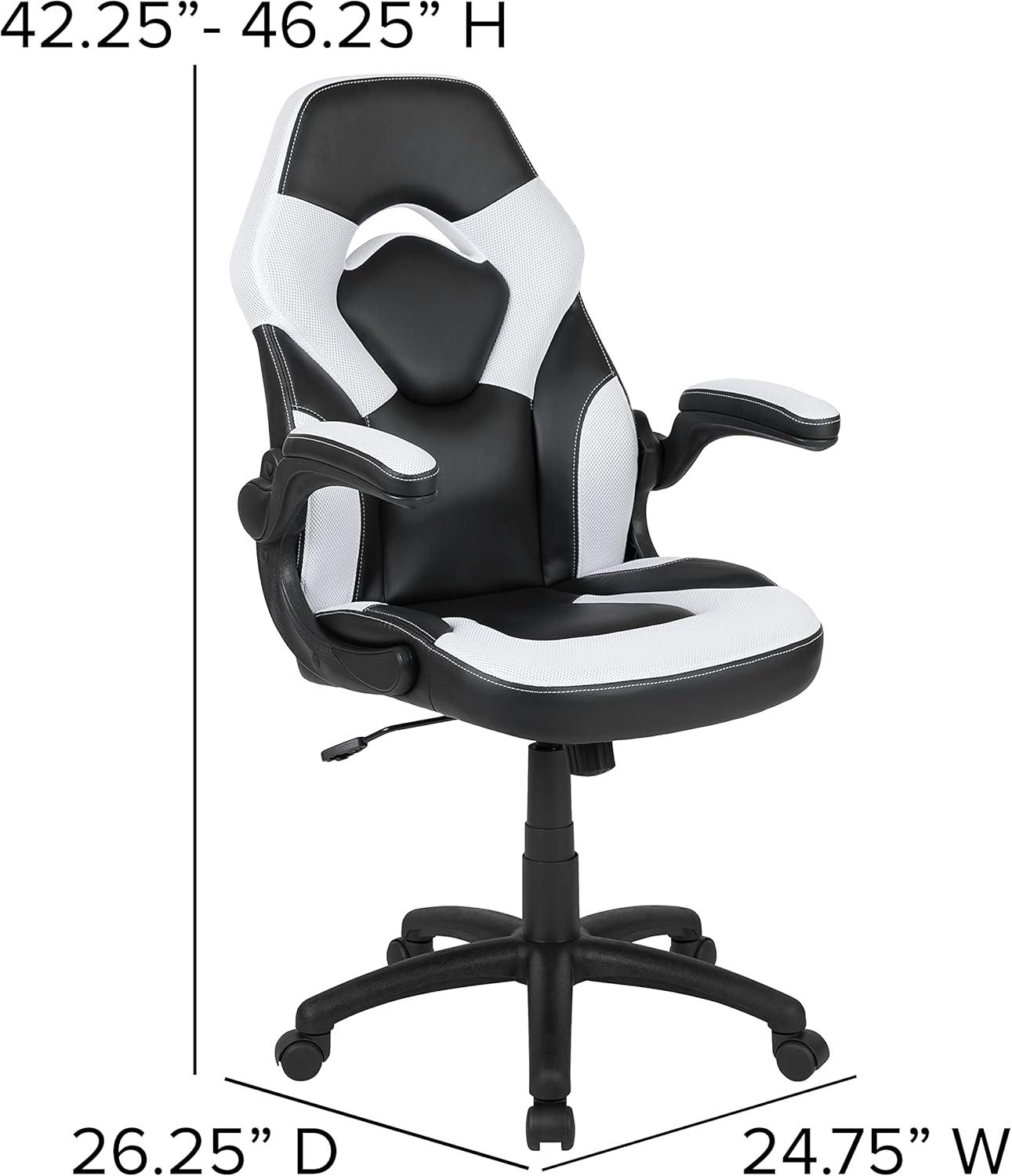 imageFlash Furniture Black Gaming Desk and RedBlack Racing Chair Set with Cup Holder Headphone Hook and MonitorSmartphone StandWhite