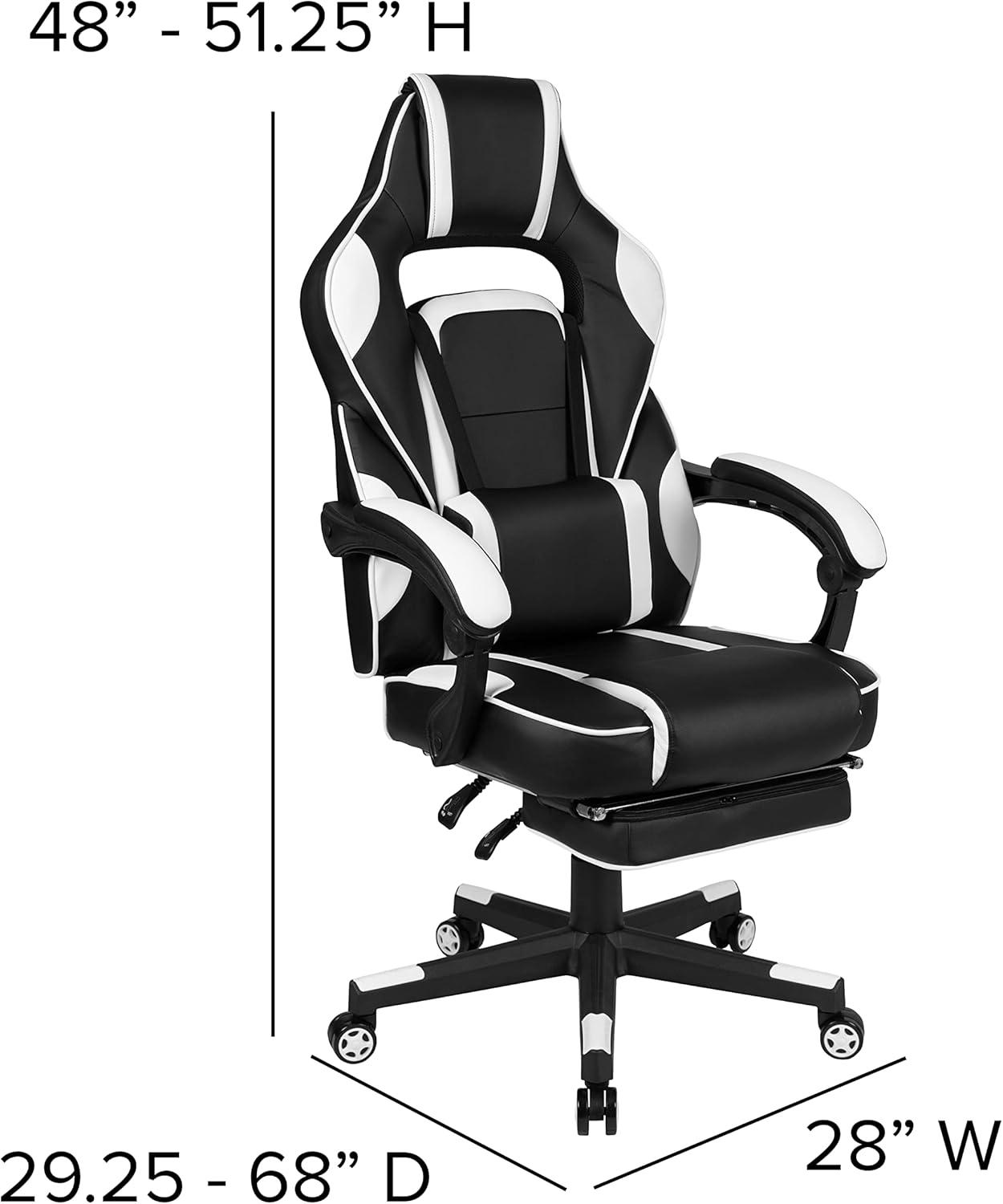 imageFlash Furniture Black Gaming Desk and RedBlack Racing Chair Set with Cup Holder Headphone Hook and MonitorSmartphone StandWhite