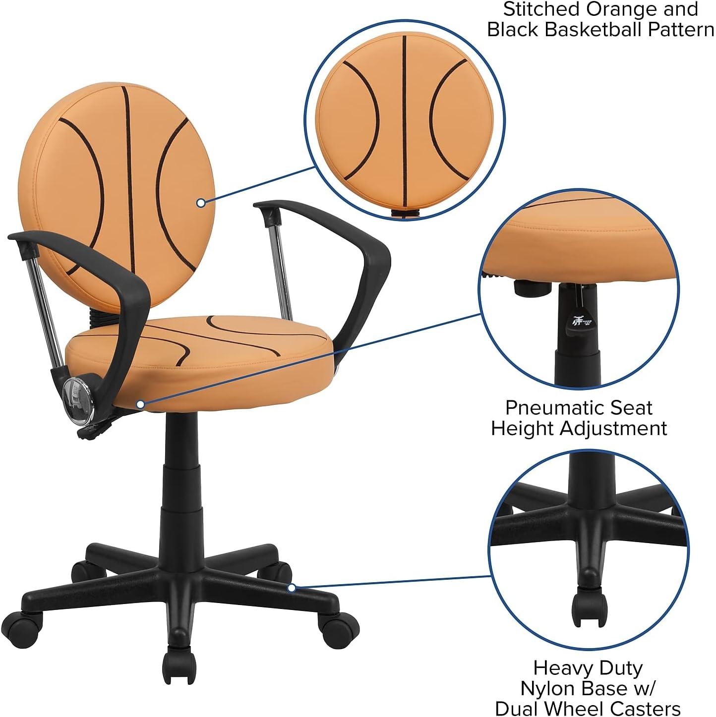 imageFlash Furniture Brandon Basketball Swivel Task Office ChairBlack and Orange