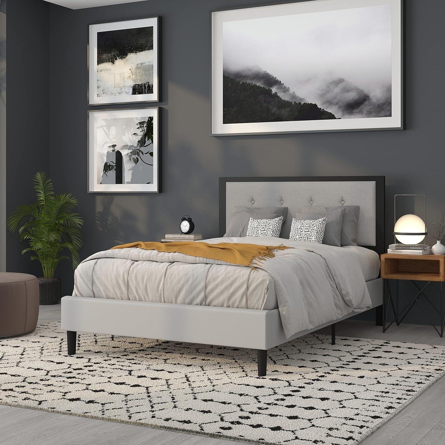 imageFlash Furniture Bristol Metal Tufted Upholstered Full Size Headboard in Light Gray FabricLight Gray