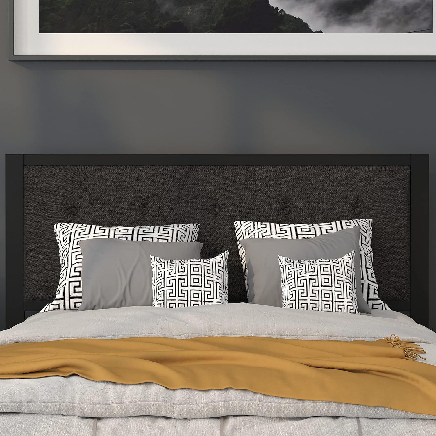 imageFlash Furniture Bristol Metal Tufted Upholstered Queen Size Headboard in Black Fabric