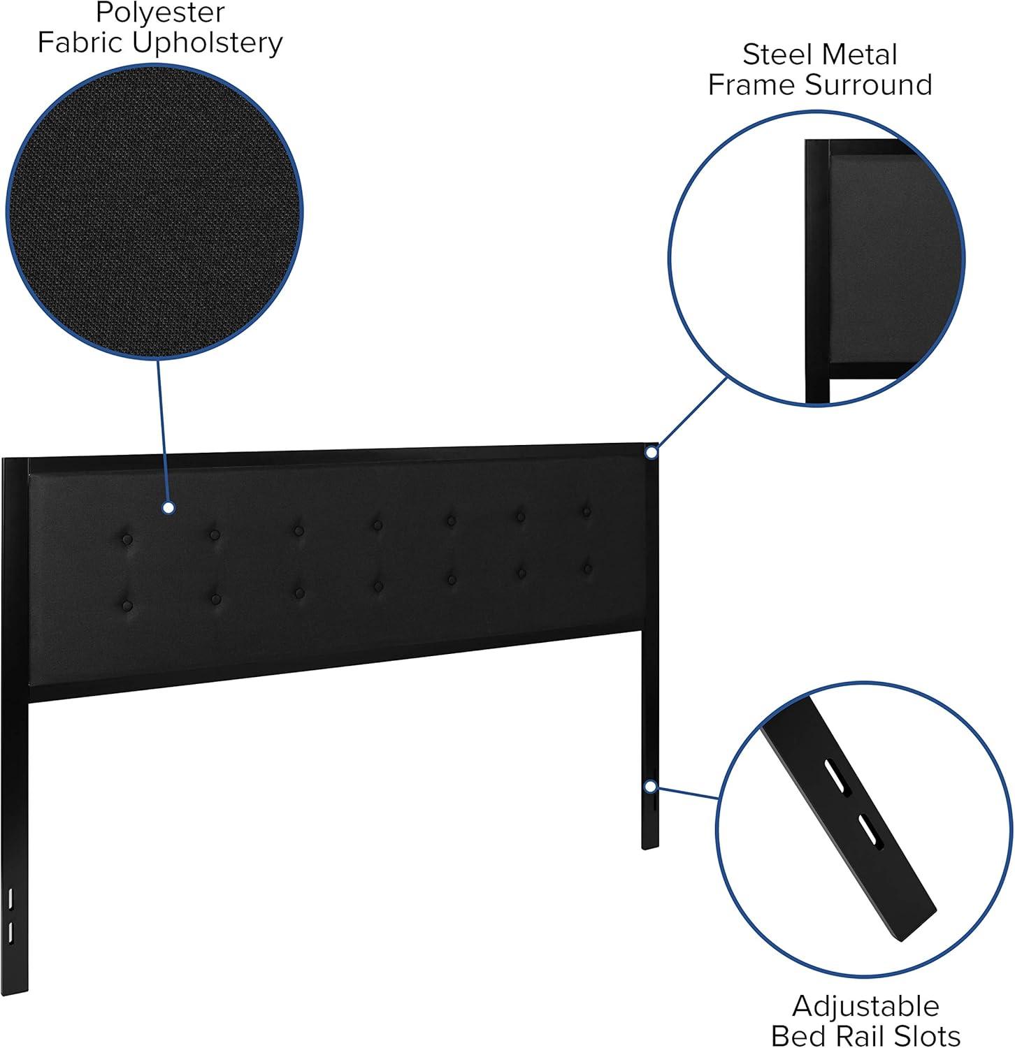 imageFlash Furniture Bristol Metal Tufted Upholstered Twin Size Headboard in Black FabricBlack