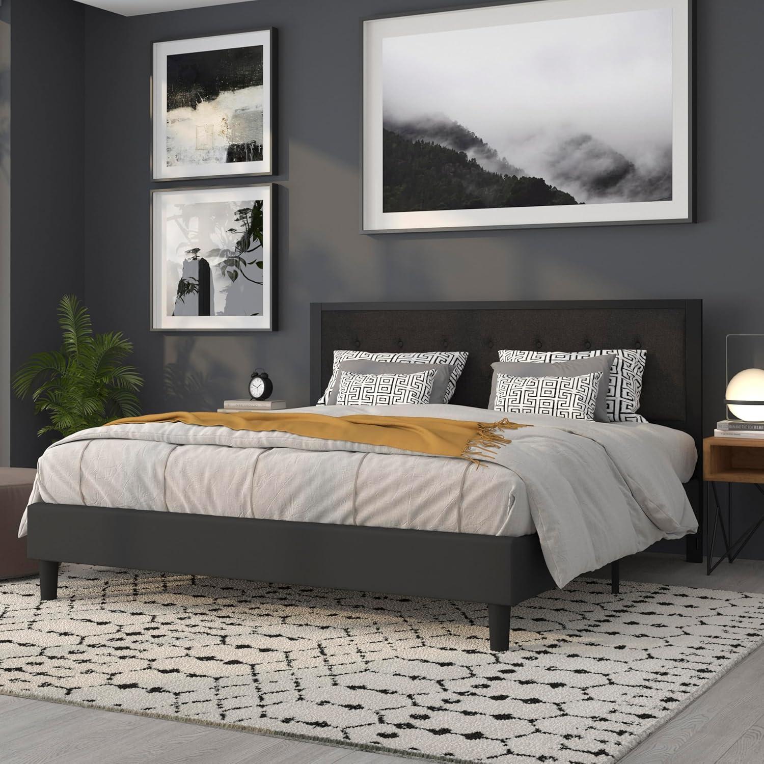 imageFlash Furniture Bristol Metal Tufted Upholstered Twin Size Headboard in Black FabricBlack