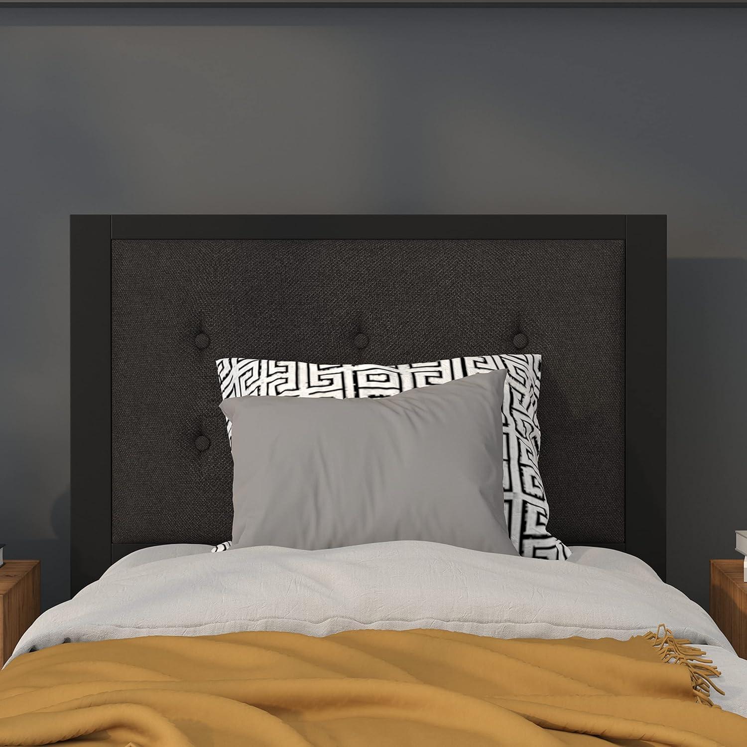 imageFlash Furniture Bristol Metal Tufted Upholstered Twin Size Headboard in Black FabricBlack