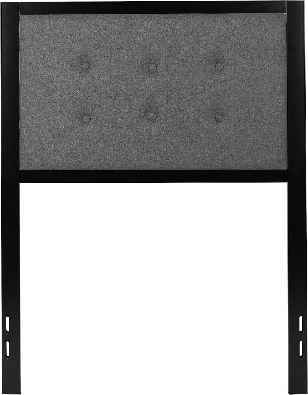 imageFlash Furniture Bristol Metal Tufted Upholstered Twin Size Headboard in Black FabricDark Gray