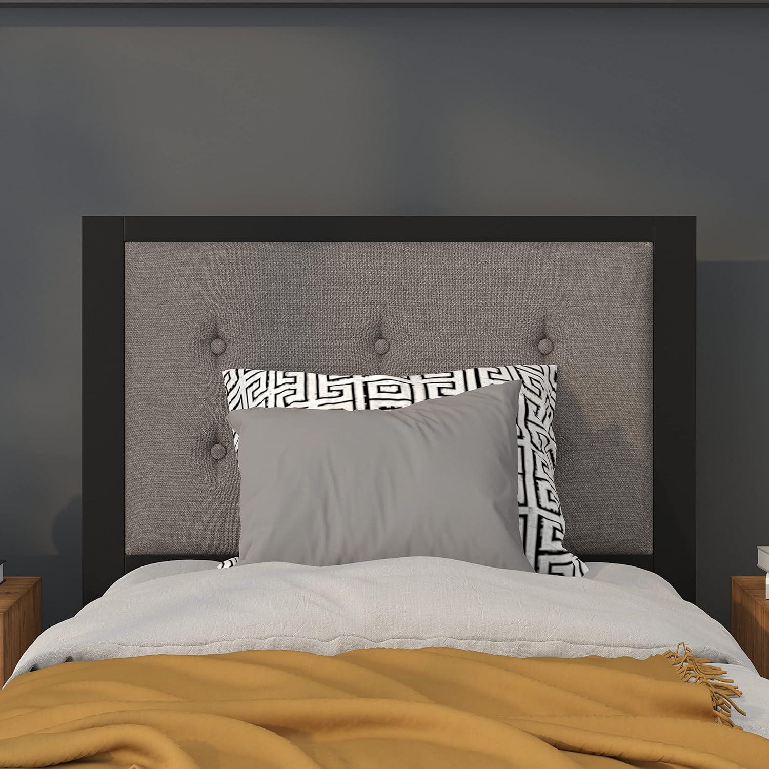 imageFlash Furniture Bristol Metal Tufted Upholstered Twin Size Headboard in Black FabricDark Gray