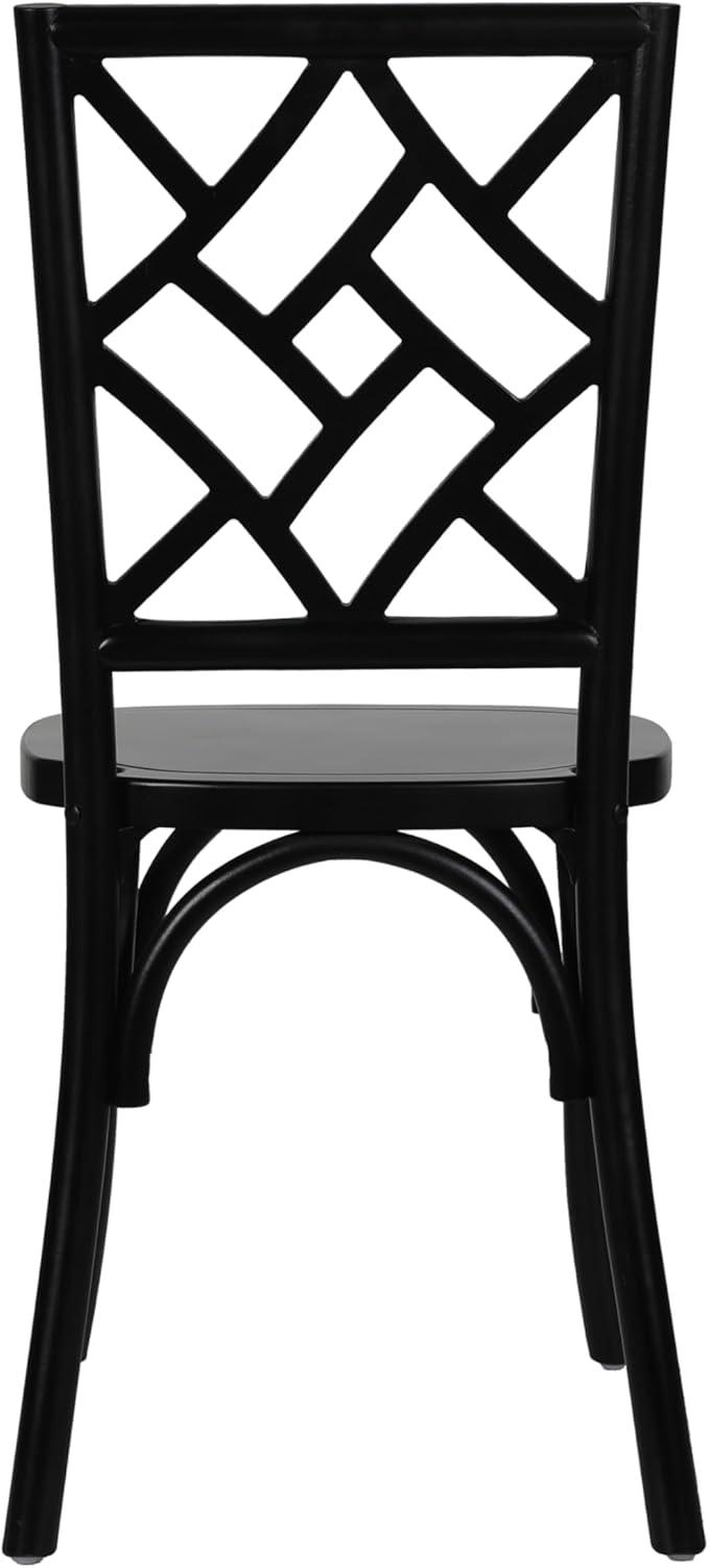 imageFlash Furniture Brooklyn Commercial Solid Wood Dining Chair Stackable Design Intricate Back Mortise and Tenon 350 lbs Static Weight Capacity Set of 2 WhiteBlack