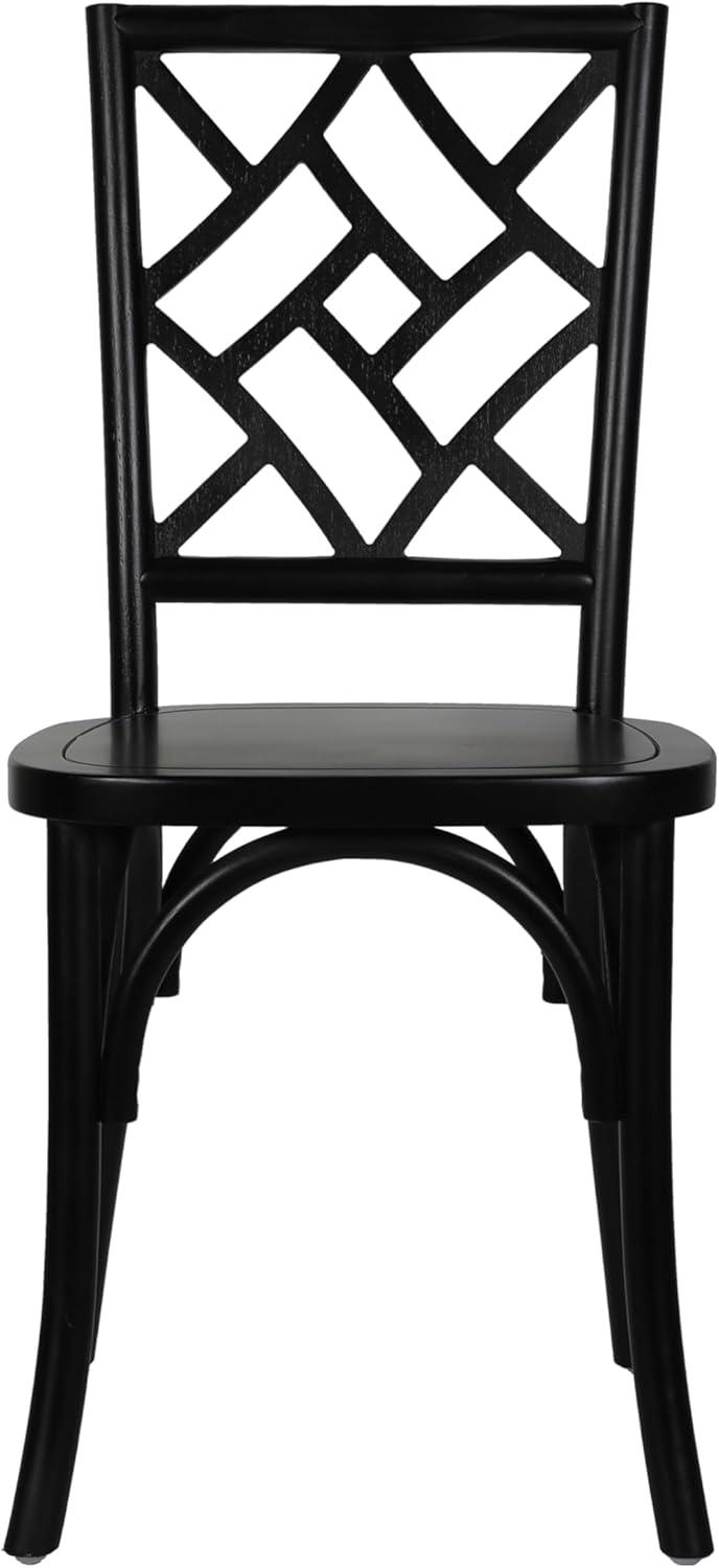 imageFlash Furniture Brooklyn Commercial Solid Wood Dining Chair Stackable Design Intricate Back Mortise and Tenon 350 lbs Static Weight Capacity Set of 2 WhiteBlack