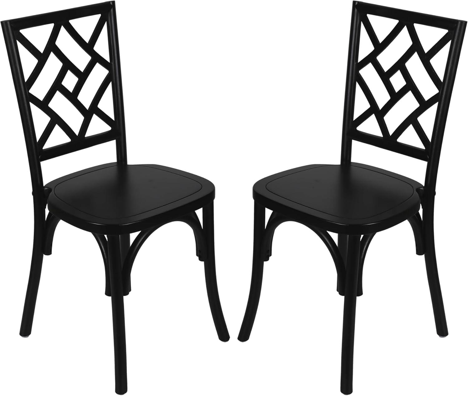 imageFlash Furniture Brooklyn Commercial Solid Wood Dining Chair Stackable Design Intricate Back Mortise and Tenon 350 lbs Static Weight Capacity Set of 2 WhiteBlack