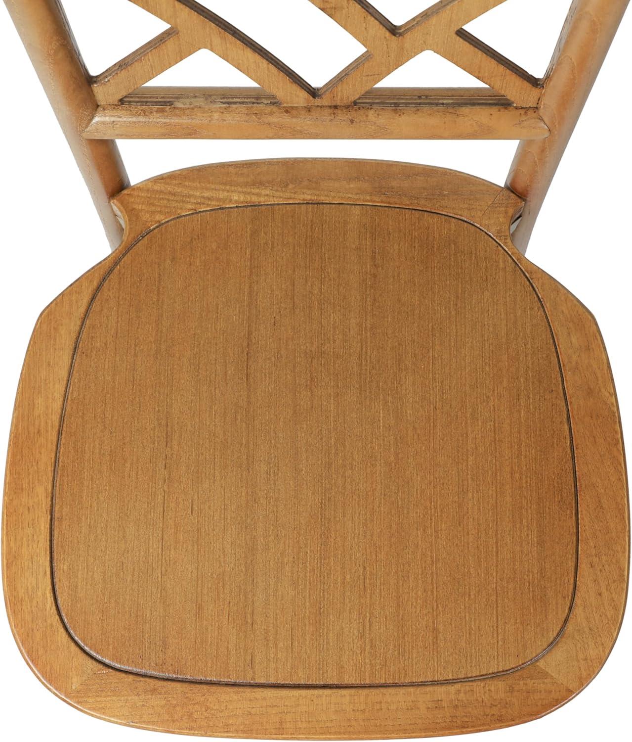imageFlash Furniture Brooklyn Commercial Solid Wood Dining Chair Stackable Design Intricate Back Mortise and Tenon 350 lbs Static Weight Capacity Set of 2 WhitePecan