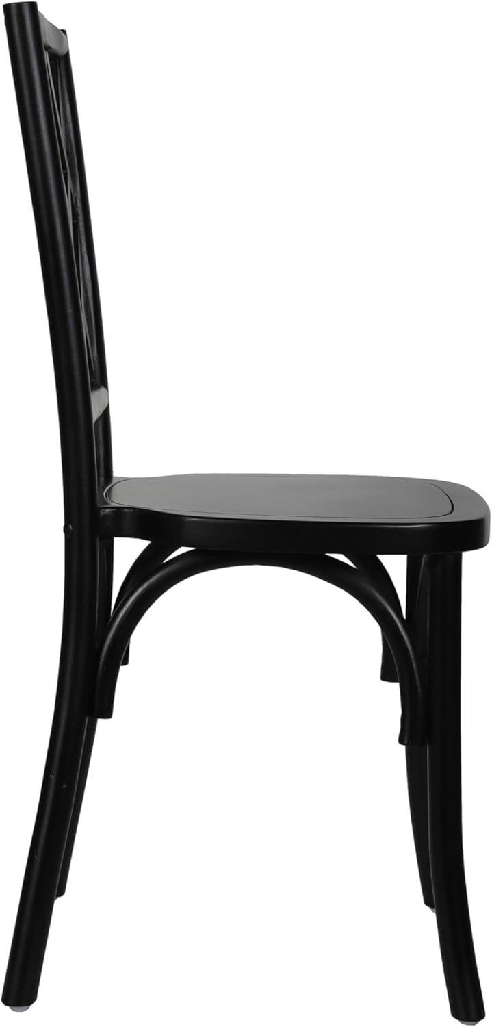 imageFlash Furniture Brooklyn Commercial Solid Wood Dining Chair Stackable Design Intricate Back Mortise and Tenon 350 lbs Static Weight Capacity Set of 2 WhiteBlack