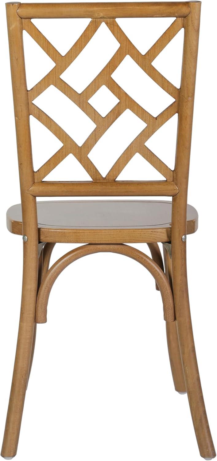 imageFlash Furniture Brooklyn Commercial Solid Wood Dining Chair Stackable Design Intricate Back Mortise and Tenon 350 lbs Static Weight Capacity Set of 2 WhitePecan