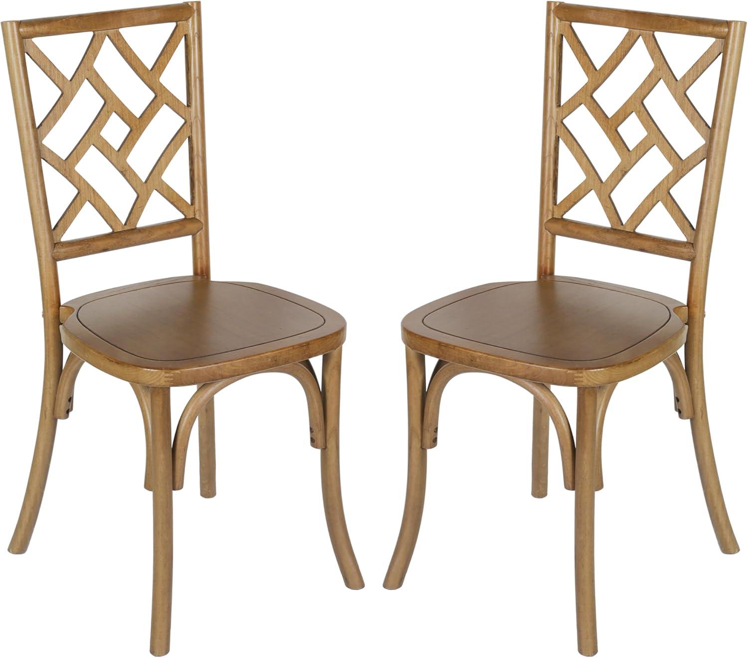 imageFlash Furniture Brooklyn Commercial Solid Wood Dining Chair Stackable Design Intricate Back Mortise and Tenon 350 lbs Static Weight Capacity Set of 2 WhitePecan