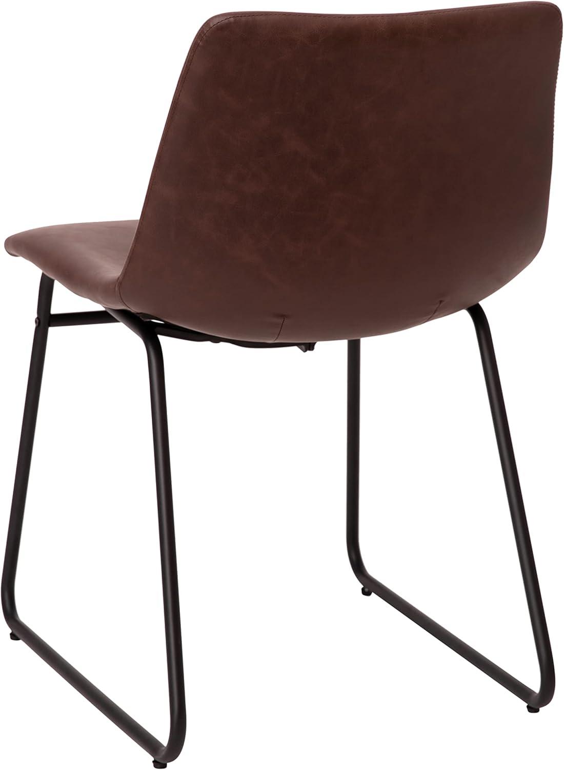 imageFlash Furniture Butler 18quot LeatherSoft Dining Table Height Chairs MidCentury Modern Bucket Style Dining Chairs Set of 2 Light GrayGoldDark Brown LeathersoftBlack Frame