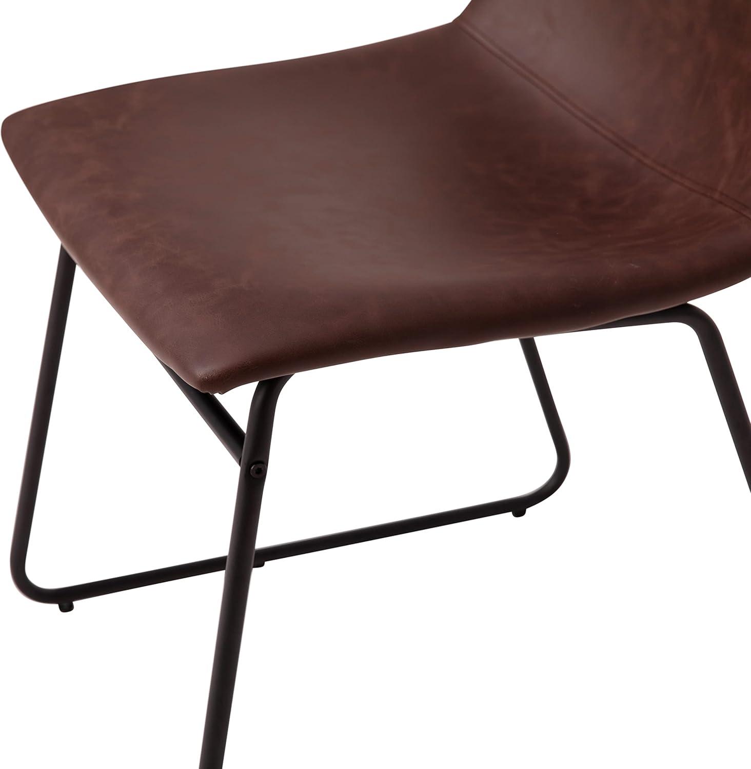 imageFlash Furniture Butler 18quot LeatherSoft Dining Table Height Chairs MidCentury Modern Bucket Style Dining Chairs Set of 2 Light GrayGoldDark Brown LeathersoftBlack Frame