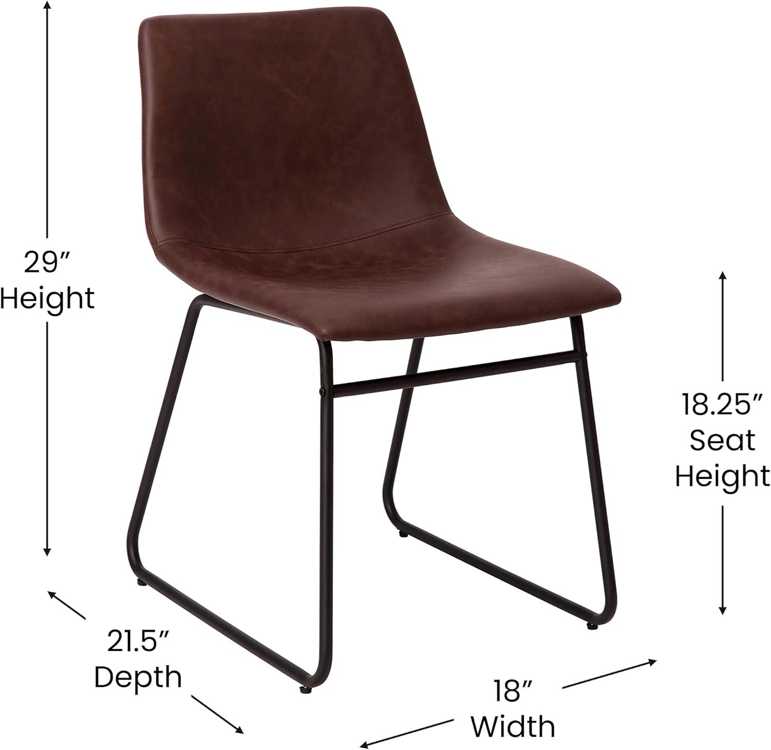 imageFlash Furniture Butler 18quot LeatherSoft Dining Table Height Chairs MidCentury Modern Bucket Style Dining Chairs Set of 2 Light GrayGoldDark Brown LeathersoftBlack Frame