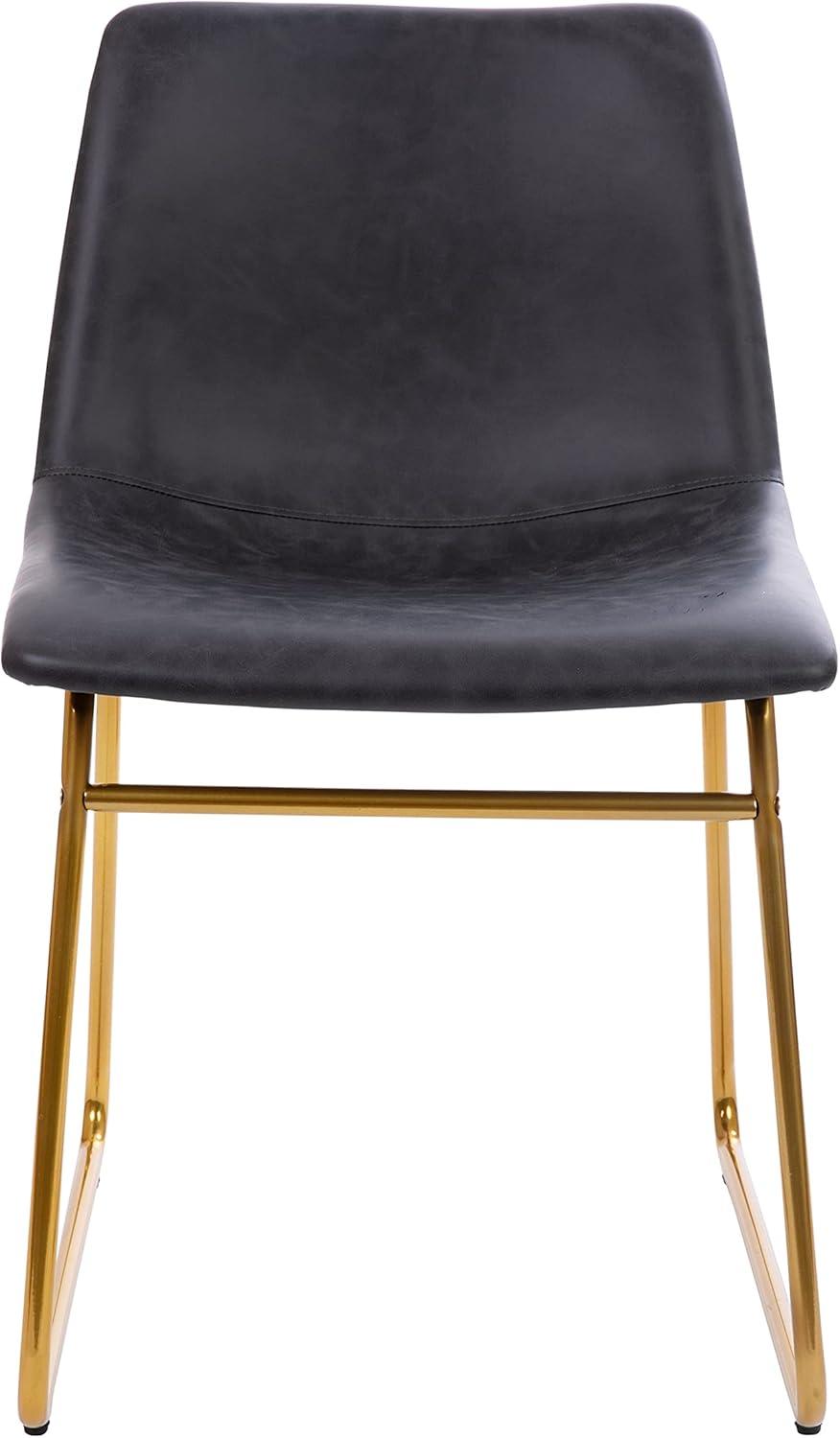 imageFlash Furniture Butler 18quot LeatherSoft Dining Table Height Chairs MidCentury Modern Bucket Style Dining Chairs Set of 2 Light GrayGoldGray LeathersoftGold Frame