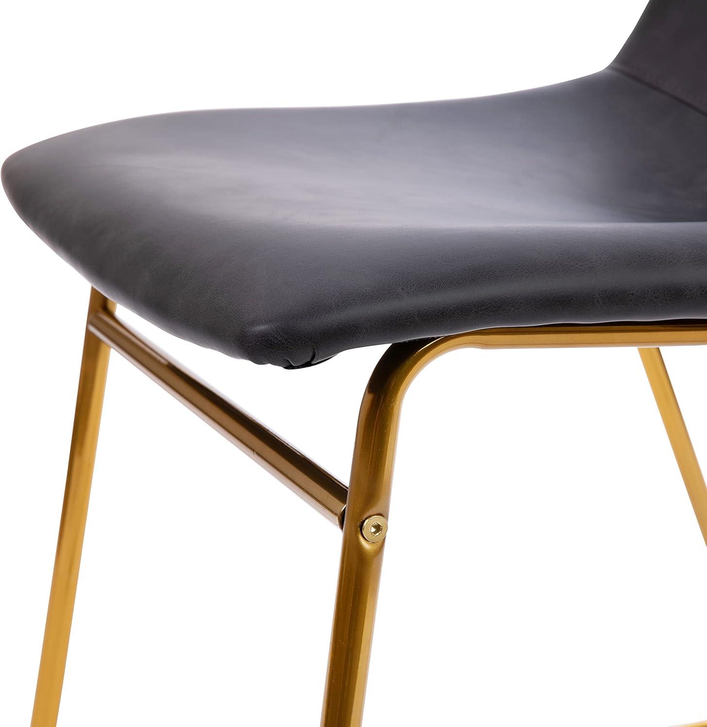 imageFlash Furniture Butler 18quot LeatherSoft Dining Table Height Chairs MidCentury Modern Bucket Style Dining Chairs Set of 2 Light GrayGoldGray LeathersoftGold Frame