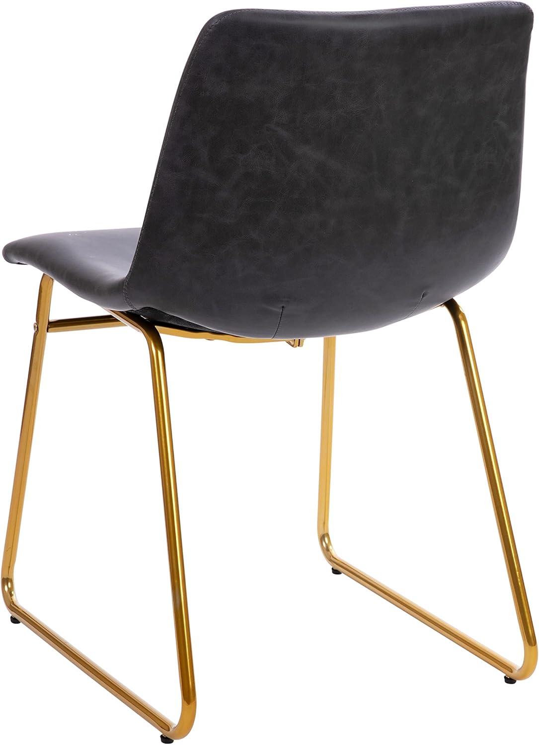 imageFlash Furniture Butler 18quot LeatherSoft Dining Table Height Chairs MidCentury Modern Bucket Style Dining Chairs Set of 2 Light GrayGoldGray LeathersoftGold Frame