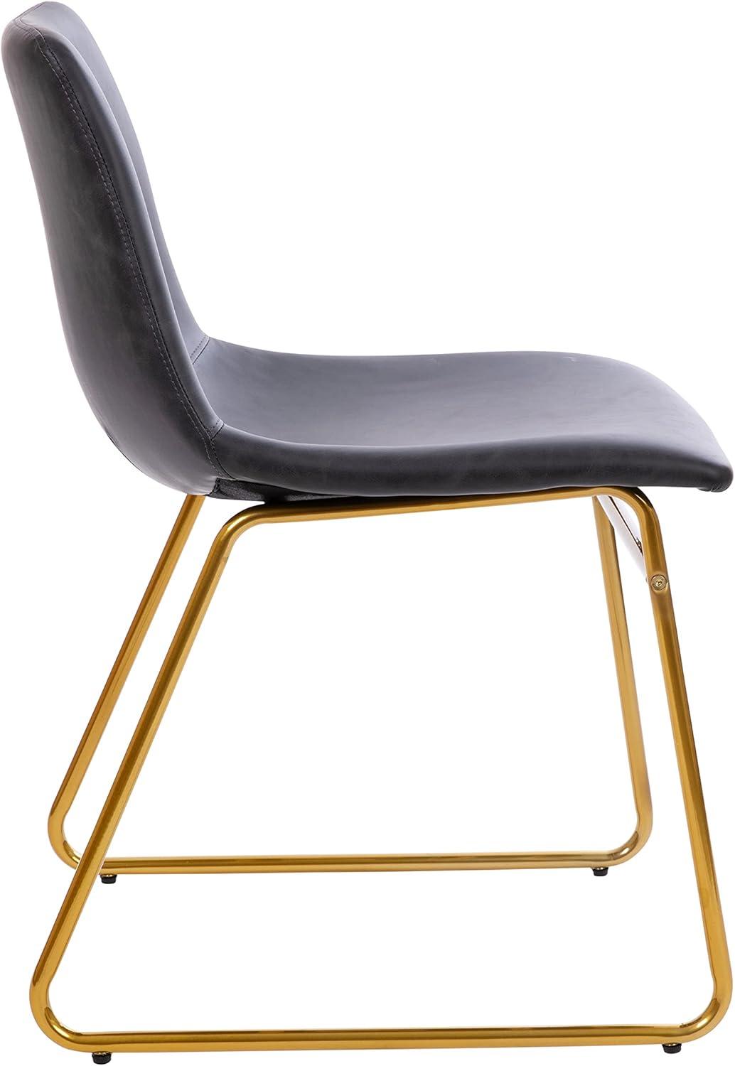imageFlash Furniture Butler 18quot LeatherSoft Dining Table Height Chairs MidCentury Modern Bucket Style Dining Chairs Set of 2 Light GrayGoldGray LeathersoftGold Frame