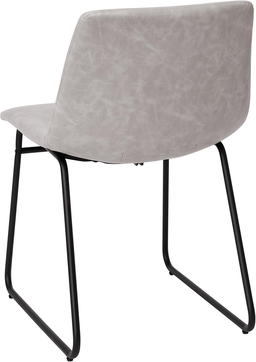 imageFlash Furniture Butler 18quot LeatherSoft Dining Table Height Chairs MidCentury Modern Bucket Style Dining Chairs Set of 2 Light GrayGoldLight Gray LeathersoftBlack Frame