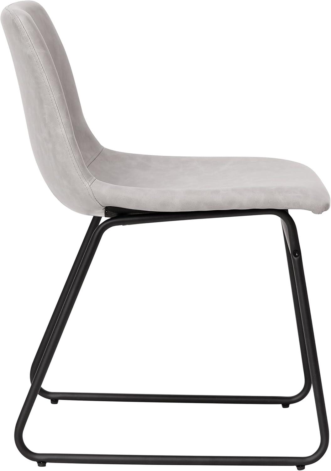 imageFlash Furniture Butler 18quot LeatherSoft Dining Table Height Chairs MidCentury Modern Bucket Style Dining Chairs Set of 2 Light GrayGoldLight Gray LeathersoftBlack Frame