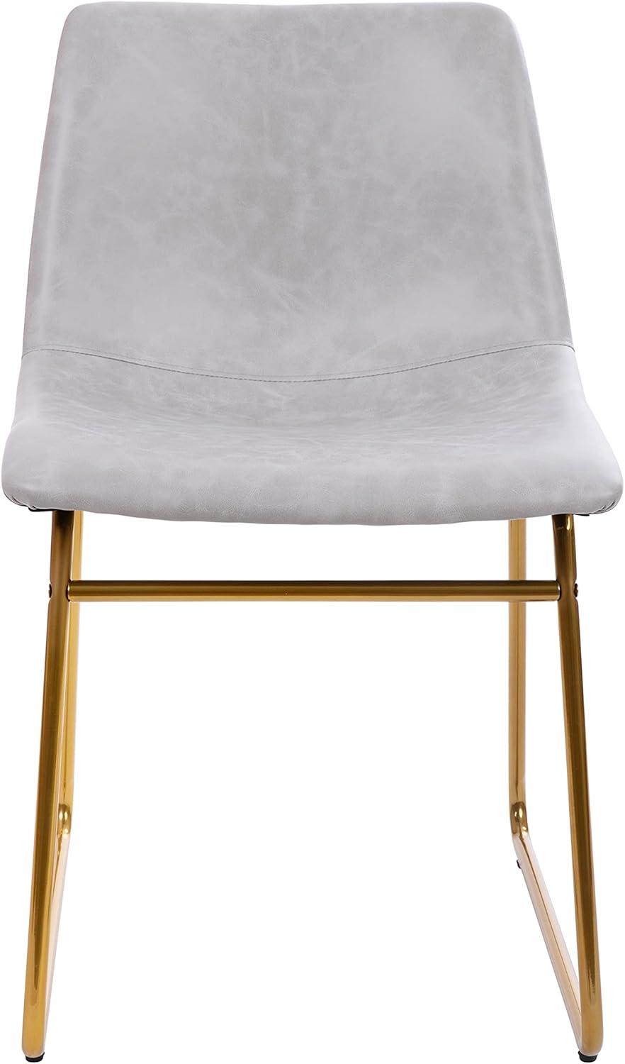 imageFlash Furniture Butler 18quot LeatherSoft Dining Table Height Chairs MidCentury Modern Bucket Style Dining Chairs Set of 2 Light GrayGoldLight Gray LeathersoftGold Frame