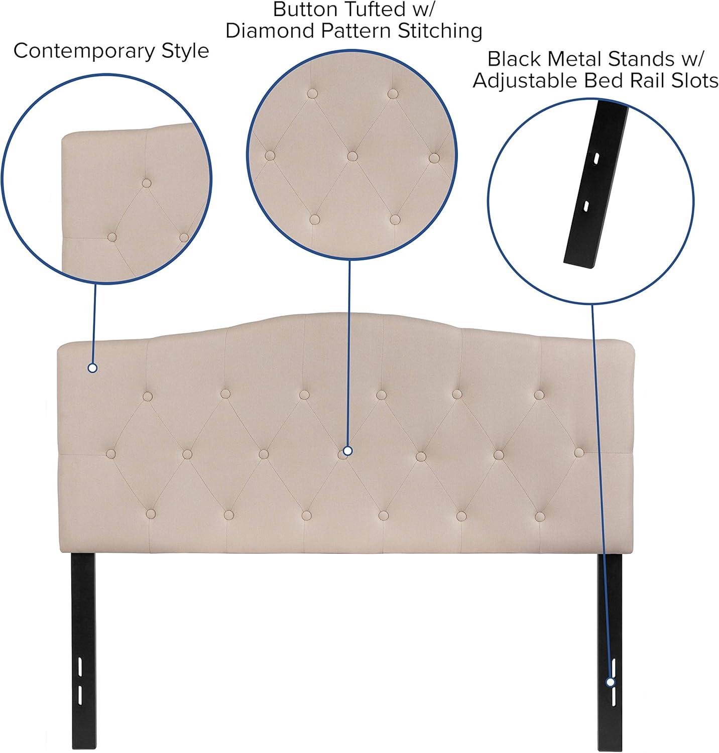imageFlash Furniture Cambridge Tufted Upholstered Full Size Headboard in Dark Gray FabricBeige