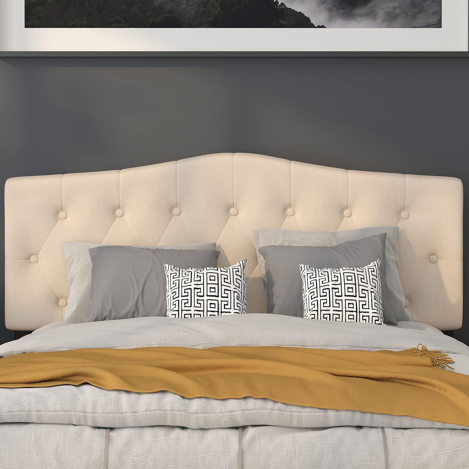 imageFlash Furniture Cambridge Tufted Upholstered Full Size Headboard in Dark Gray FabricBeige