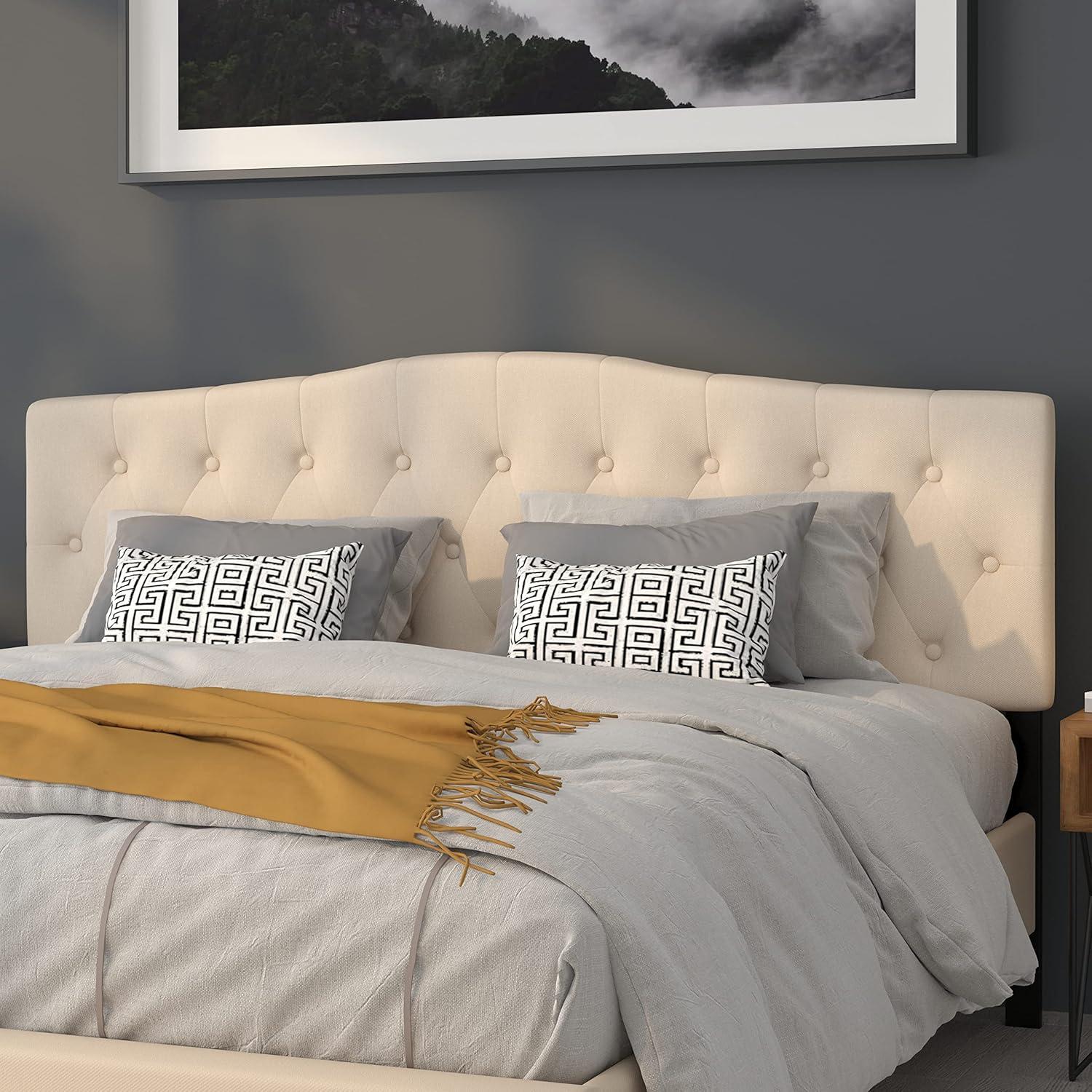 imageFlash Furniture Cambridge Tufted Upholstered Full Size Headboard in Dark Gray FabricBeige