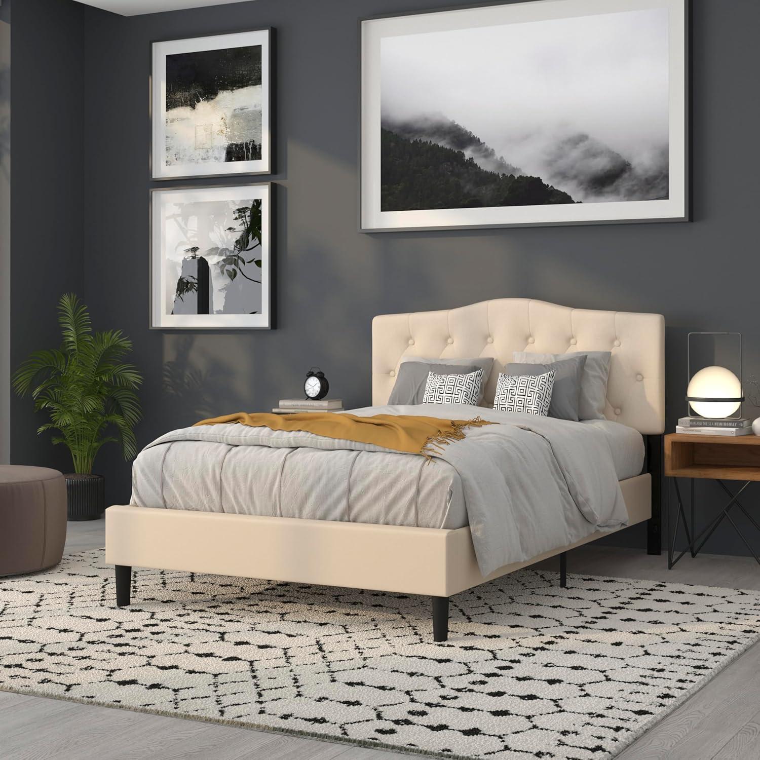 imageFlash Furniture Cambridge Tufted Upholstered Full Size Headboard in Dark Gray FabricBeige