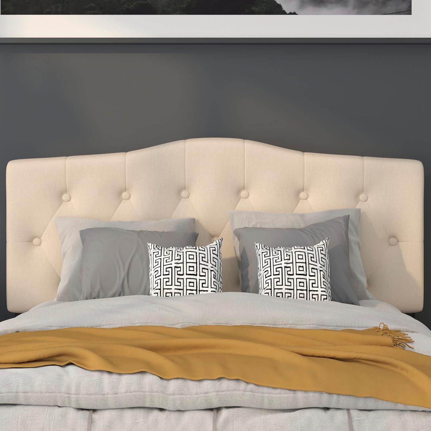 imageFlash Furniture Cambridge Tufted Upholstered Full Size Headboard in Dark Gray FabricBeige