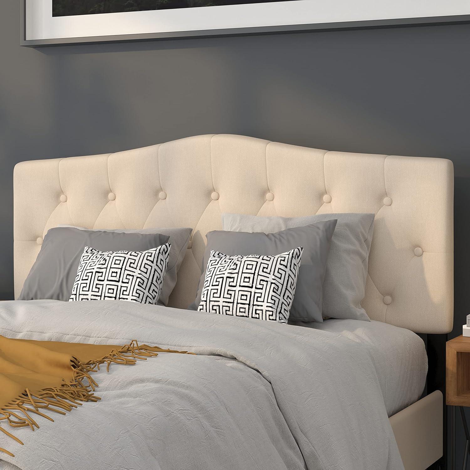 imageFlash Furniture Cambridge Tufted Upholstered Full Size Headboard in Dark Gray FabricBeige