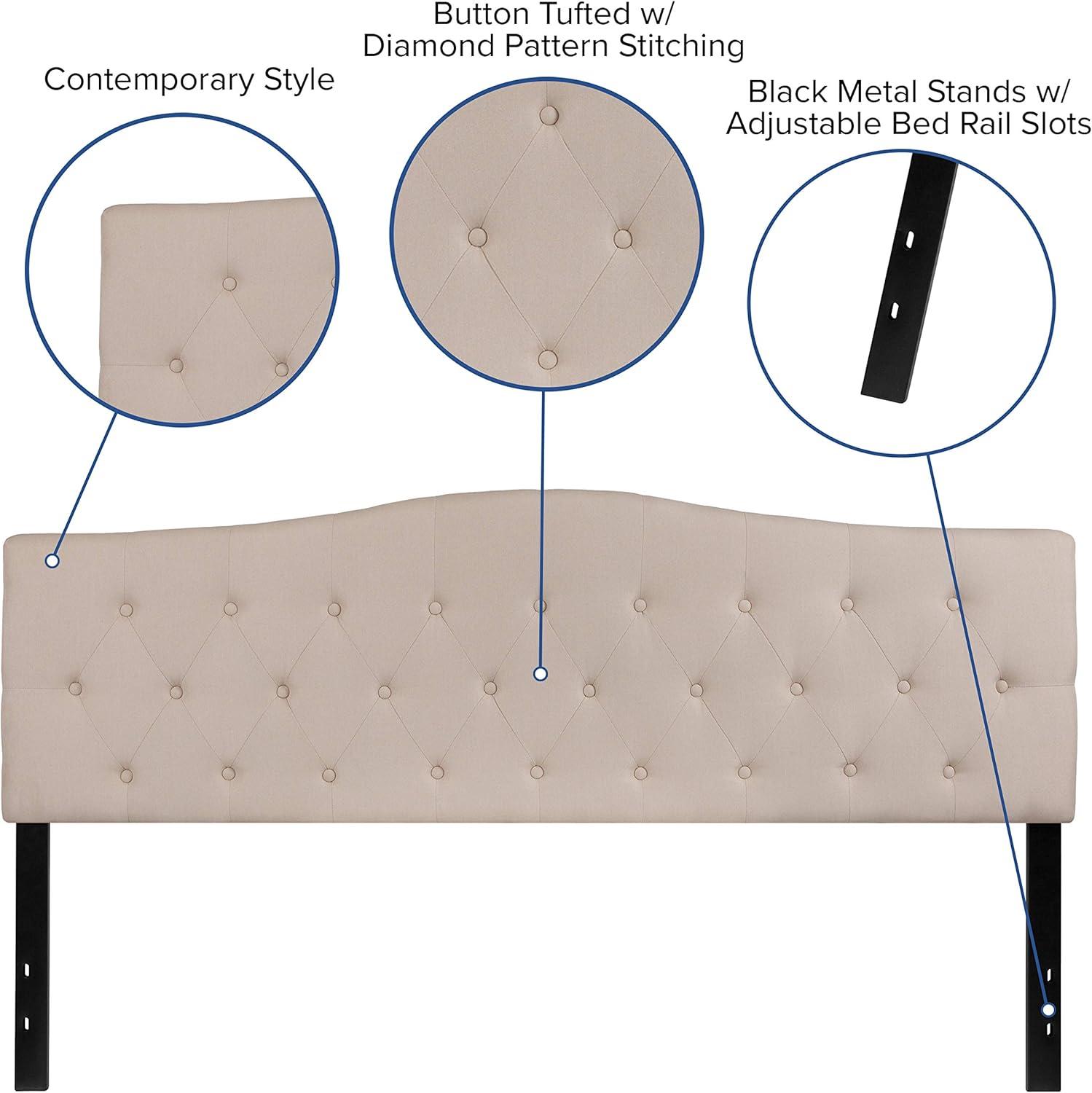 imageFlash Furniture Cambridge Tufted Upholstered Full Size Headboard in Dark Gray FabricBeige