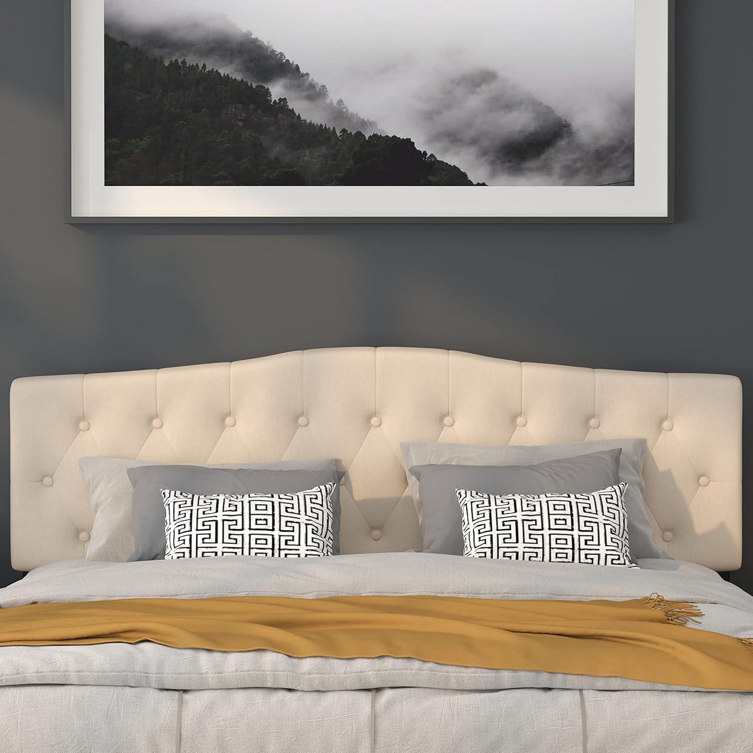 imageFlash Furniture Cambridge Tufted Upholstered Full Size Headboard in Dark Gray FabricBeige