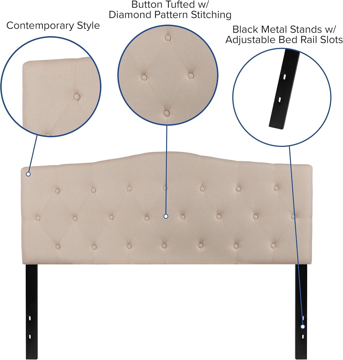 imageFlash Furniture Cambridge Tufted Upholstered Full Size Headboard in Dark Gray FabricBeige