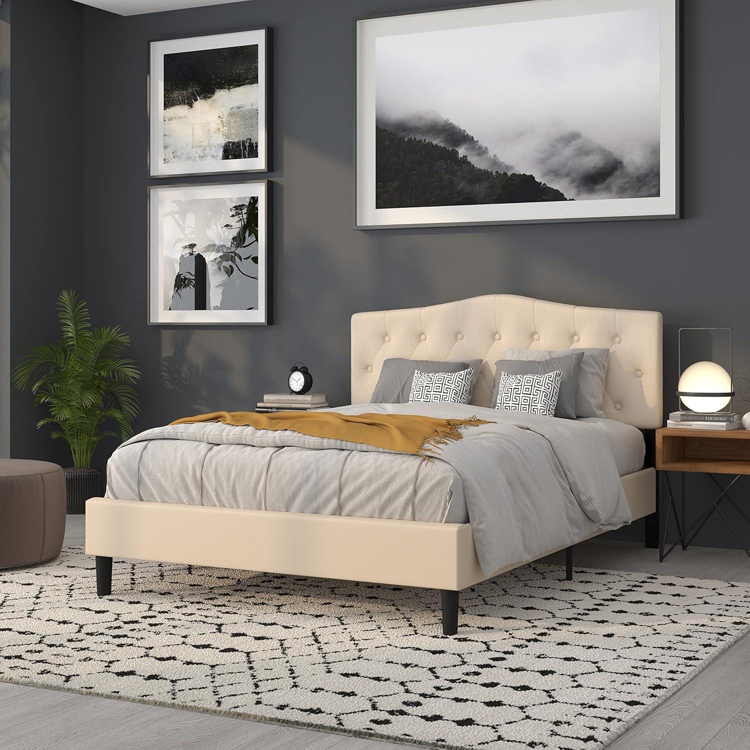 imageFlash Furniture Cambridge Tufted Upholstered Full Size Headboard in Dark Gray FabricBeige