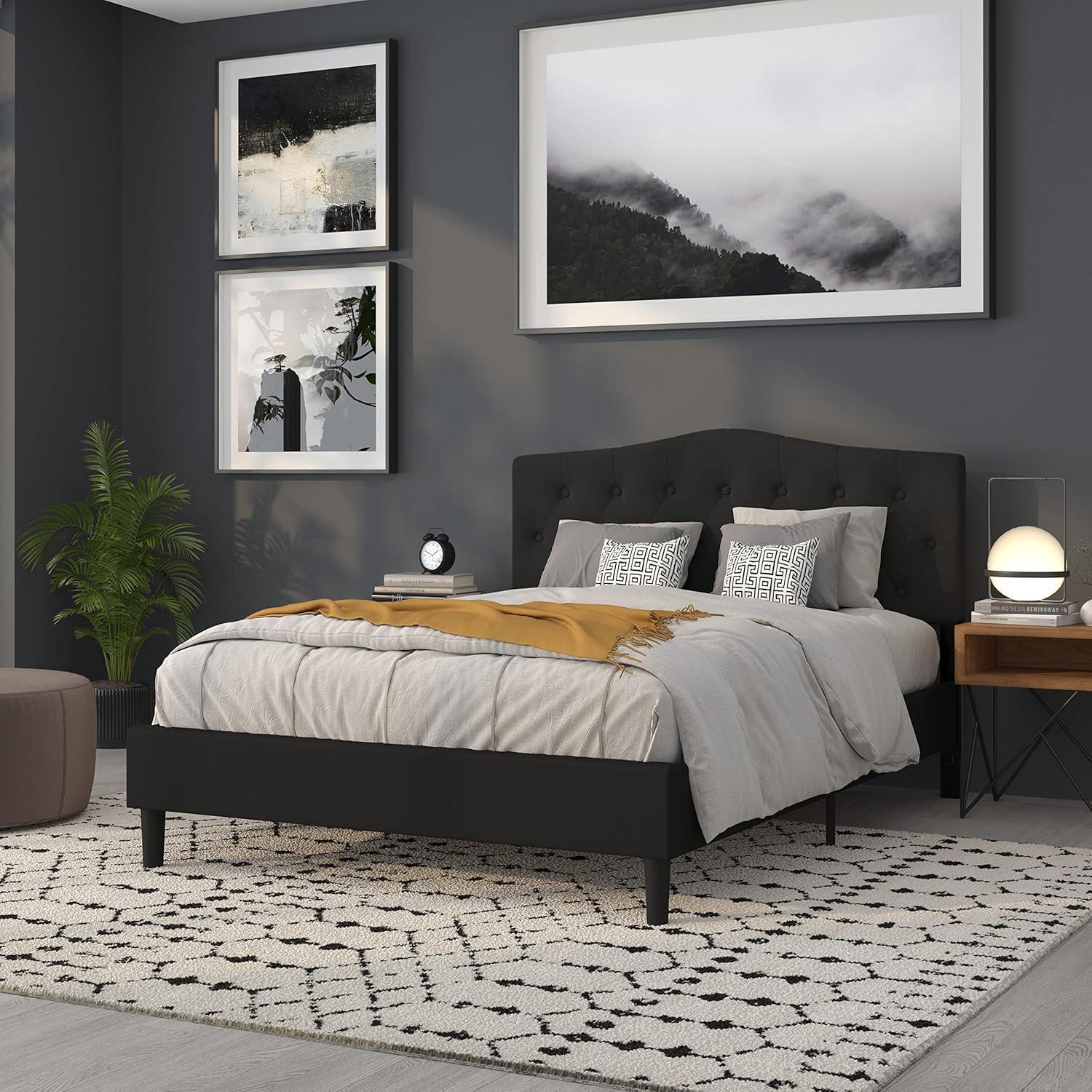 imageFlash Furniture Cambridge Tufted Upholstered Full Size Headboard in Dark Gray FabricBlack