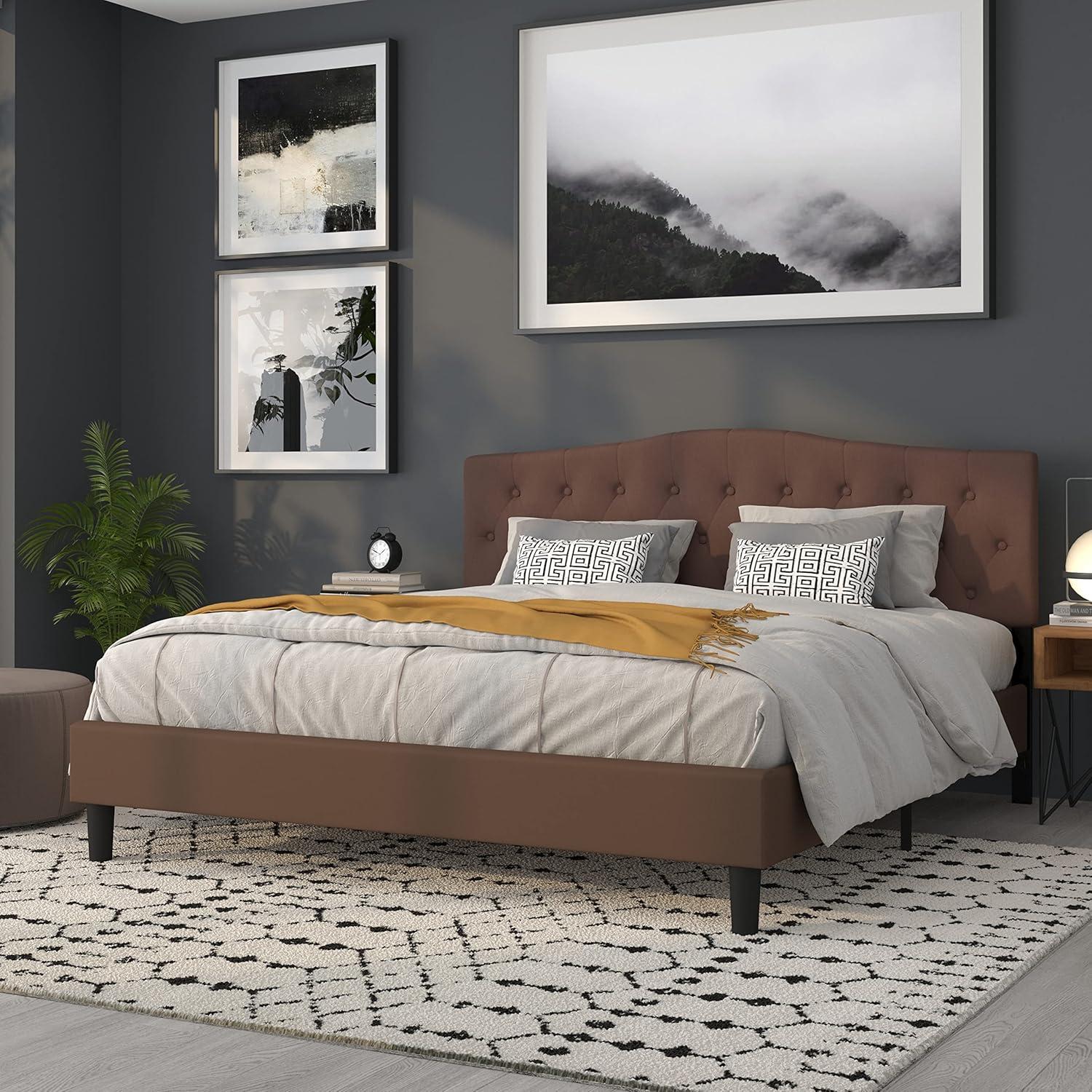 imageFlash Furniture Cambridge Tufted Upholstered Full Size Headboard in Dark Gray FabricCamel
