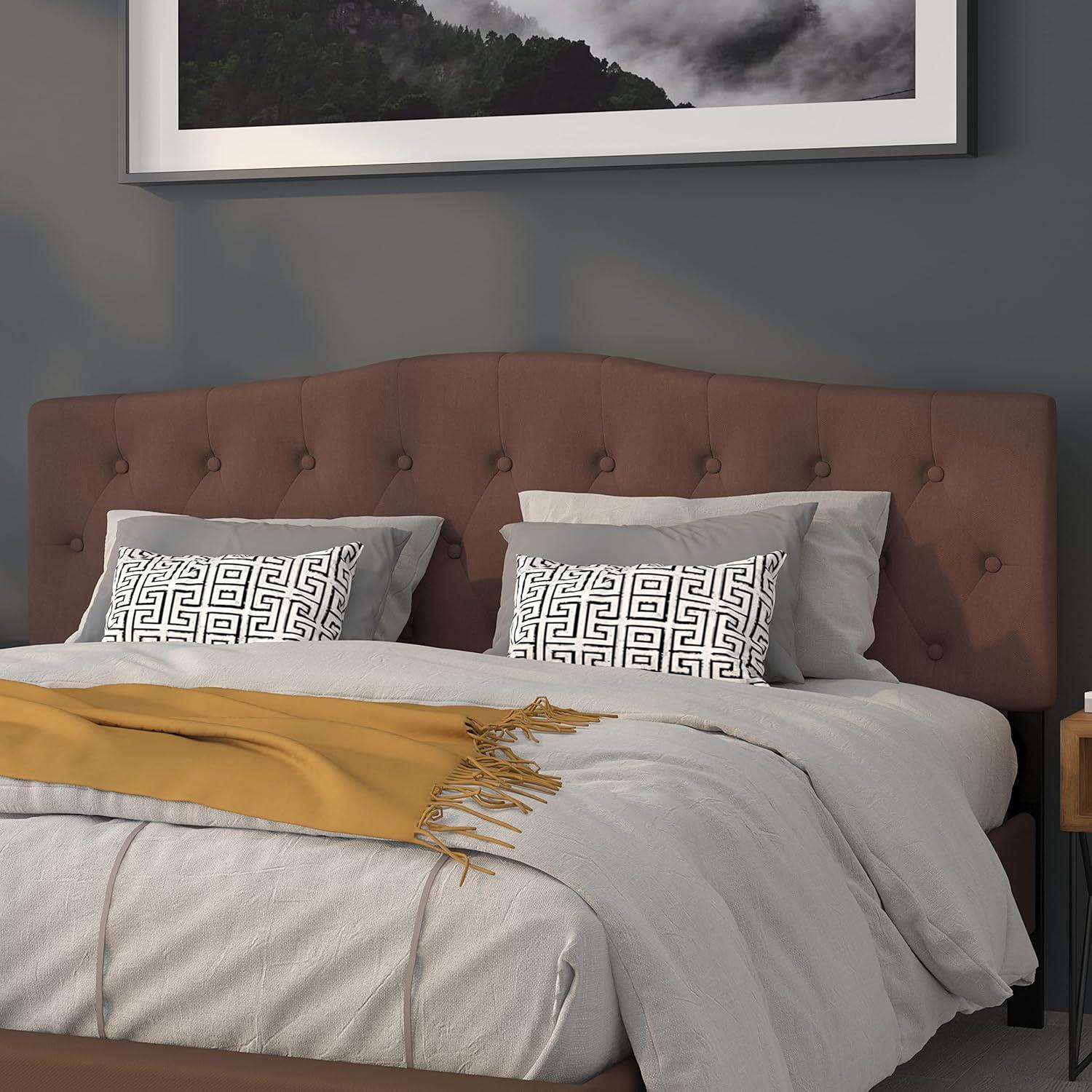 imageFlash Furniture Cambridge Tufted Upholstered Full Size Headboard in Dark Gray FabricCamel