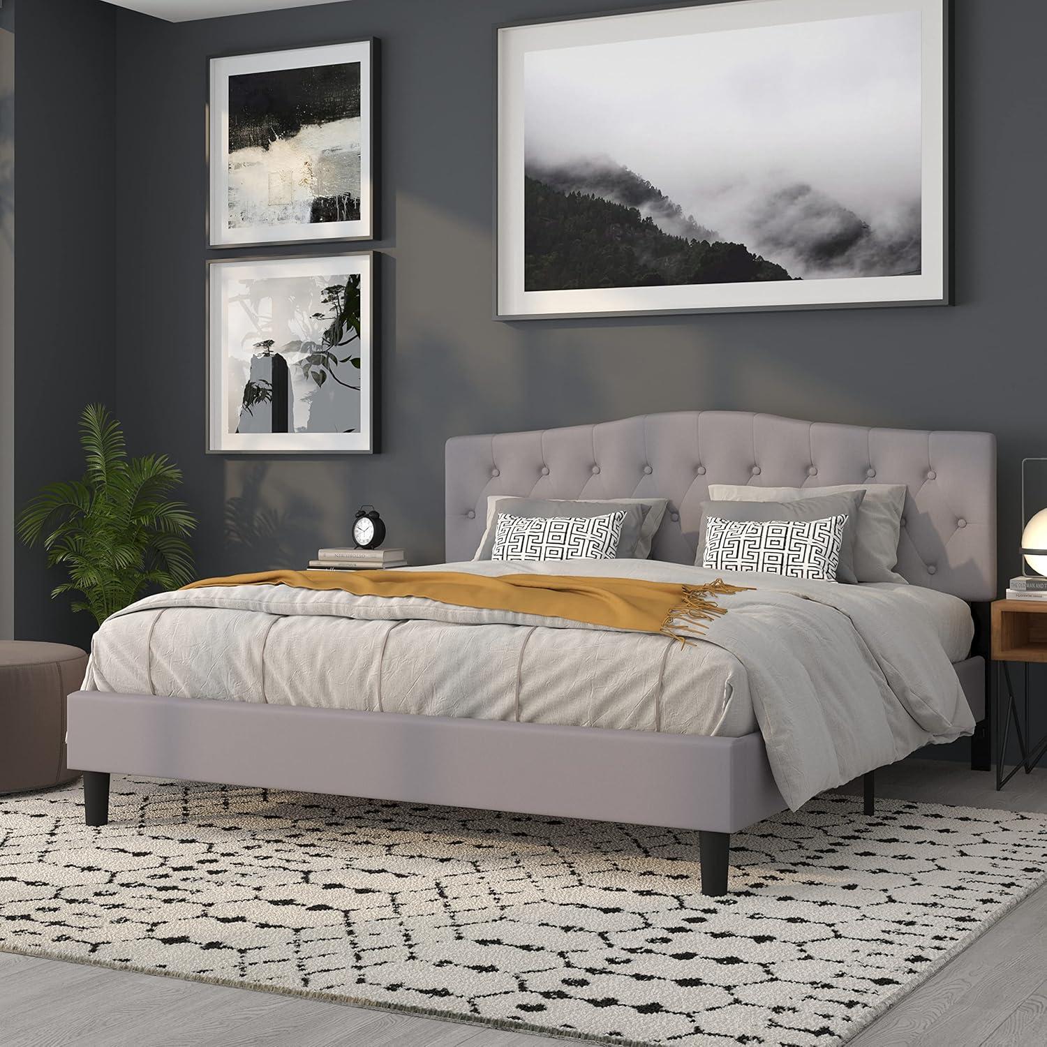imageFlash Furniture Cambridge Tufted Upholstered Full Size Headboard in Dark Gray FabricLight Gray