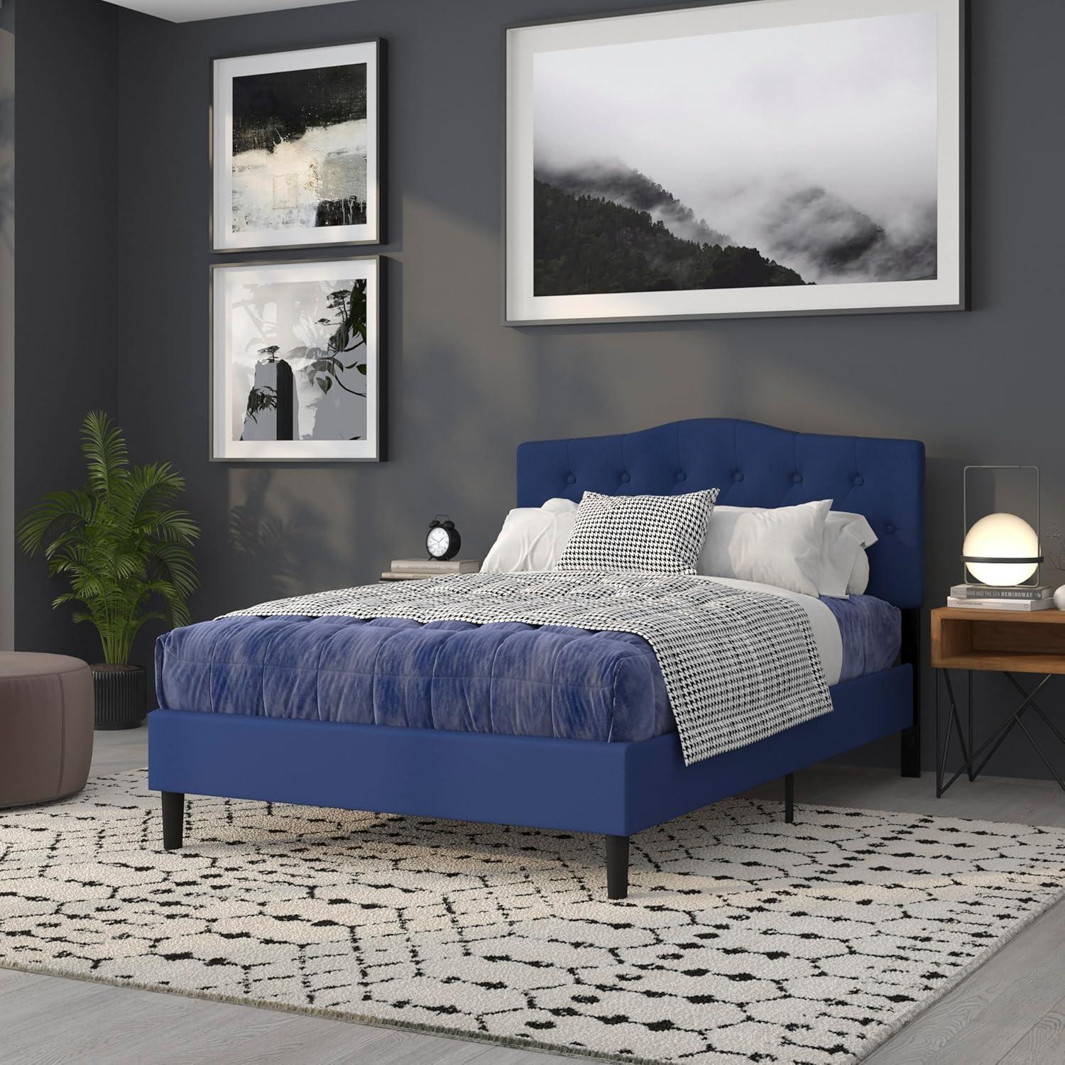 imageFlash Furniture Cambridge Tufted Upholstered Full Size Headboard in Dark Gray FabricNavy