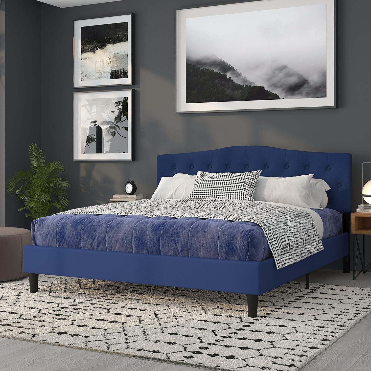 imageFlash Furniture Cambridge Tufted Upholstered Full Size Headboard in Dark Gray FabricNavy