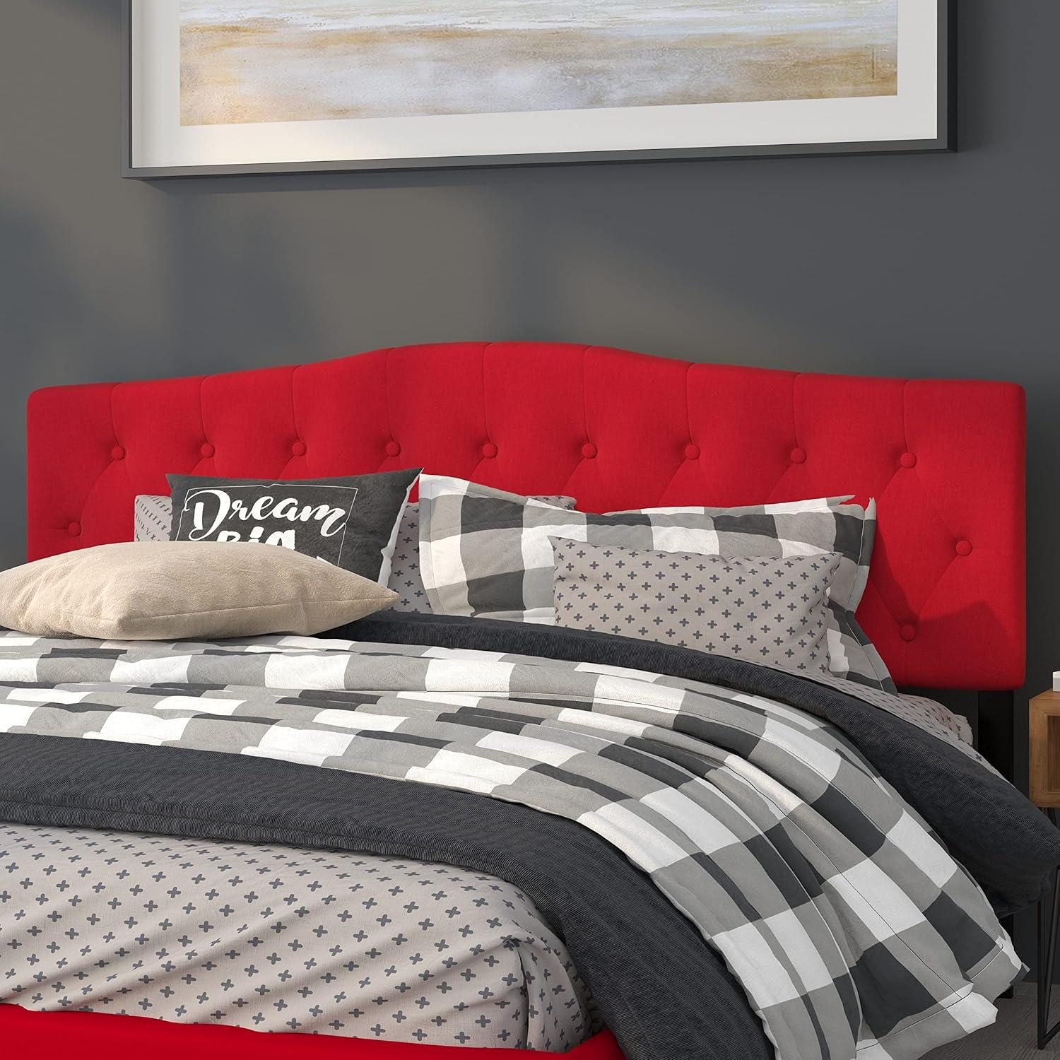 imageFlash Furniture Cambridge Tufted Upholstered Full Size Headboard in Dark Gray FabricRed